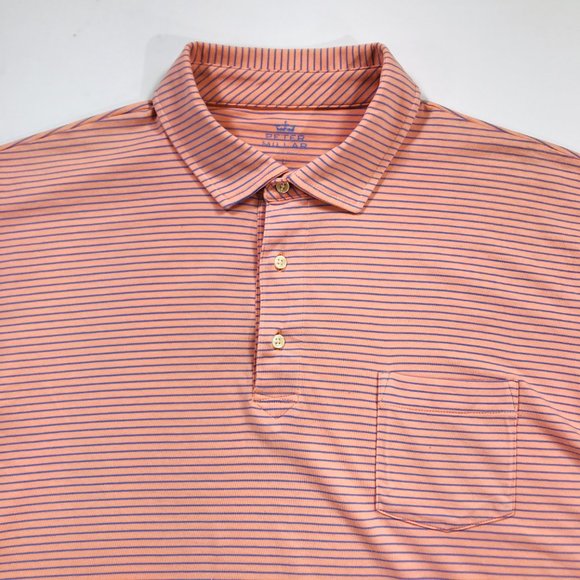 Peter Millar Seaside Wash Polo Shirt S/S Green Blue Striped Men's Size Large - Picture 4 of 10